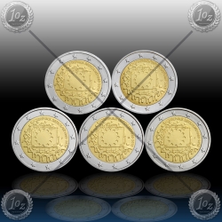 5 x 2 EVRO NEMČIJA "A,D,F,G,J" 2015 "30. obletnica EU zastave" UNC